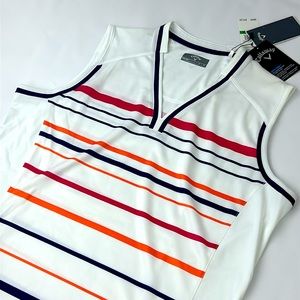 Callaway Women’s Golf Sleeveless Top. Opti-DRI. Large. White/Multi. NWT.